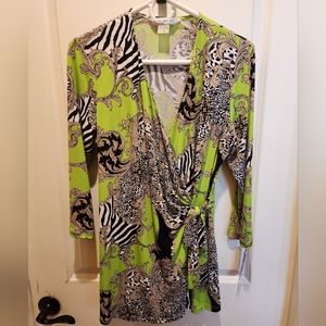 Peter Nygard Long Sleeved Wrap Waist Top/Tunic NWT